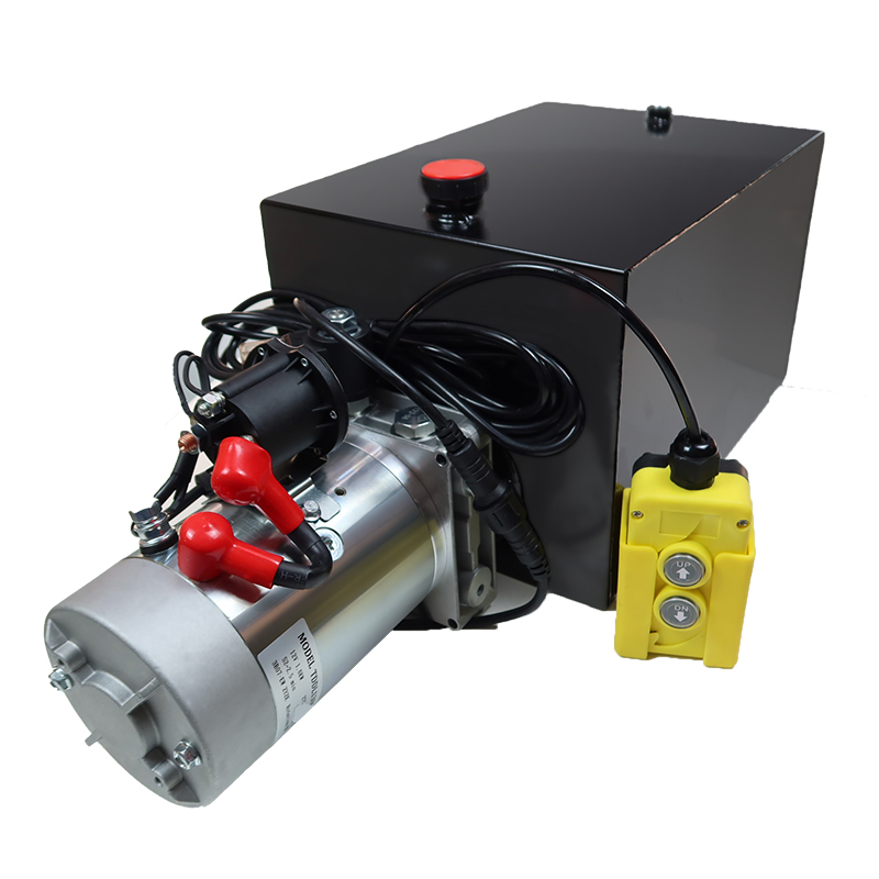 DC 12V 1.6kw Single Acting Hydraulic Power Unit with 12L Steel Tank 2 Push Button Switches for Lifter, Wreckers, Stacker